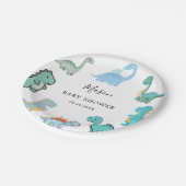 Little Dinosaur Cute Baby Shower Pappteller (Schrägansicht)