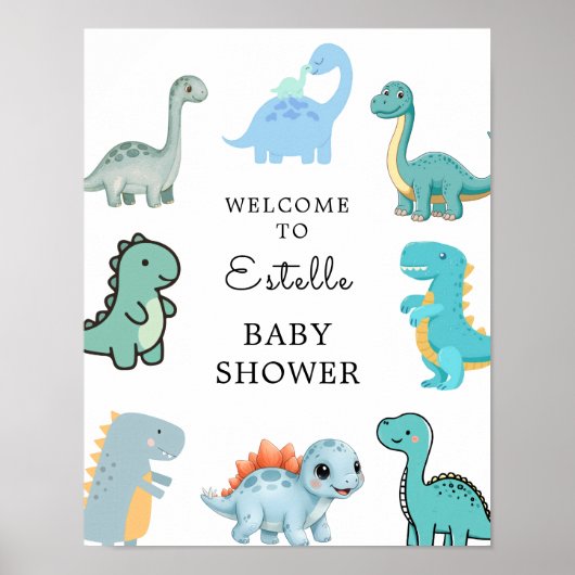 Little Dinosaur Cute Baby Shower Poster (Vorne)