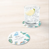 Little Dinosaur Cute Baby Shower Runder Pappuntersetzer (Vor Ort)