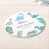 Little Dinosaur Cute Baby Shower Runder Pappuntersetzer (Angewinkelt)