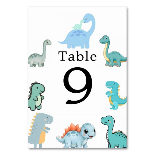 Little Dinosaur Cute Baby Shower Tischnummer (Vorderseite)
