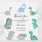 Little Dinosaur Cute Baby Shower Weinetikett (Einzelnes Label)