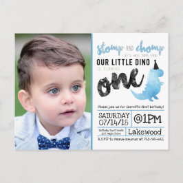 Little Dinosaur Geburtstag Thema Blue Dinosaur Din Postkarte