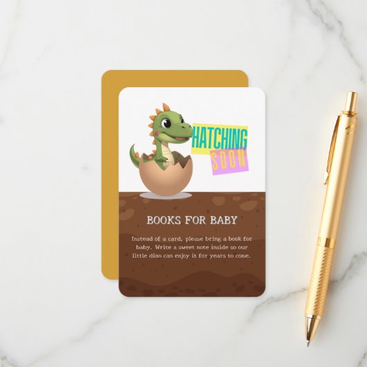 Little Dinosaur Hatching Soon Begleitkarte (Vorderseite/Rückseite Beispiel)