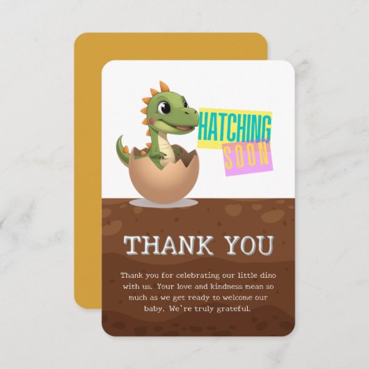 Little Dinosaur Hatching Soon Dankeskarte (Vorne/Hinten)