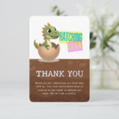 Little Dinosaur Hatching Soon Dankeskarte (Stehend Vorderseite)