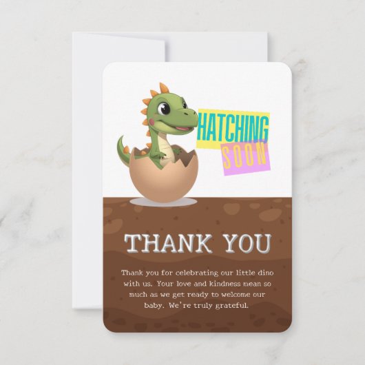 Little Dinosaur Hatching Soon Dankeskarte (Vorderseite)
