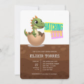 Little Dinosaur Hatching Soon Einladung (Vorderseite)