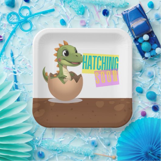 Little Dinosaur Hatching Soon Pappteller (Party)