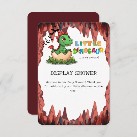 Little Dinosaur Is on the Way Display Shower Begleitkarte (Vorne/Hinten)