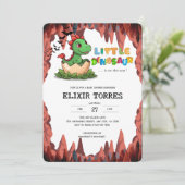 Little Dinosaur Is on the Way Einladung (Stehend Vorderseite)