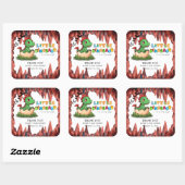 Little Dinosaur Is on the Way Quadratischer Aufkleber (Blatt)