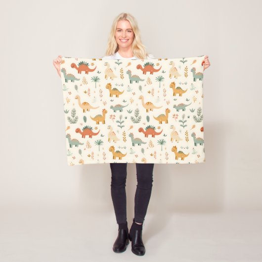 Little Dinosaurier Beige neutrale Tones Fleecedecke (Beispiel)