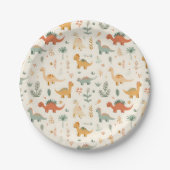 Little Dinosaurier Beige neutrale Tones Pappteller (Vorderseite)