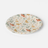 Little Dinosaurier Beige neutrale Tones Pappteller (Schrägansicht)