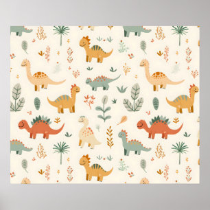 Little Dinosaurier Beige neutrale Tones Poster