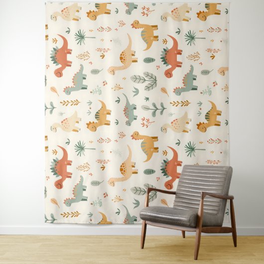 Little Dinosaurier Beige neutrale Tones Wandteppich (Beispiel)