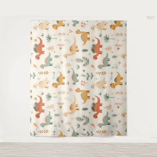 Little Dinosaurier Beige neutrale Tones Wandteppich (Vorderseite)