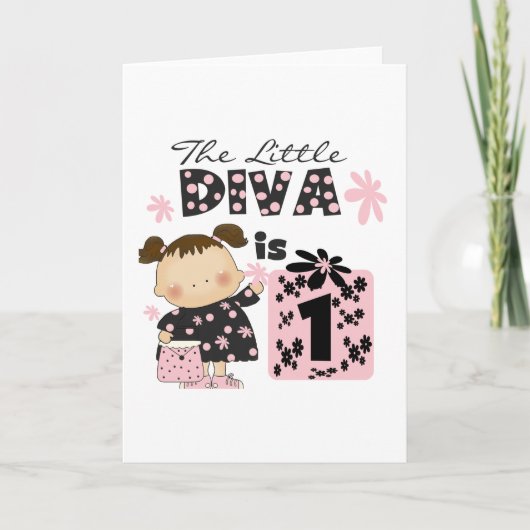 Little Diva 1. Geburtstag Tshirts und Geschenke Karte (Vorderseite)