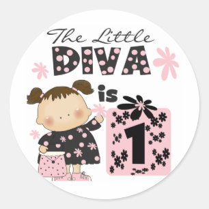 Little Diva 1. Geburtstag Tshirts und Geschenke Runder Aufkleber