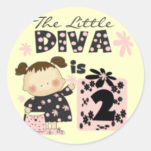 Little Diva 2. Geburtstagsgeschenke und Geschenke Runder Aufkleber