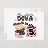 Little Diva 5th Birthday Tshirts und Geschenke Postkarte (Vorne/Hinten)