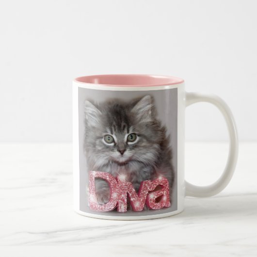 Little Diva Kitty - "Halten Sie Ihren Schwanz hoch Zweifarbige Tasse (Rechts)
