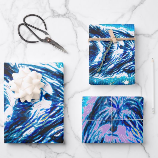 Little Doggy in blau Geschenkpapier Set (Vorderseite)