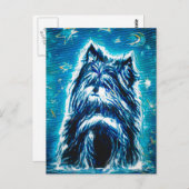 Little Doggy in blau Postkarte (Vorne/Hinten)