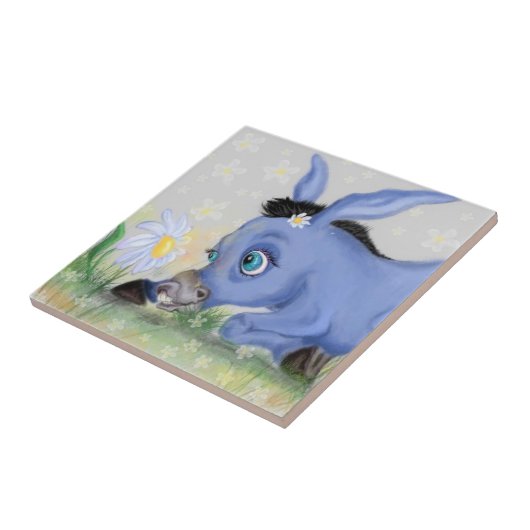 Little Donkey and Daisy Keramik Tile - Malerei Fliese (Seite)