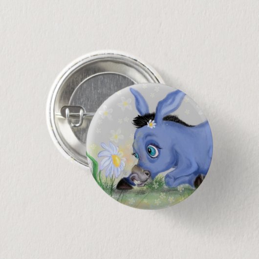 Little Donkey and Daisy - Niedlich Button (Vorne & Hinten)