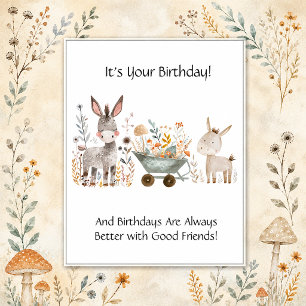 Little Donkeys Happy Birthday Business Postkarte