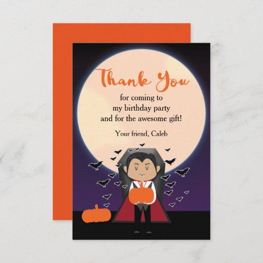 Little Dracula Vampire Halloween Danke-Karte Dankeskarte (Vorne/Hinten)