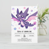 Little Dragon 1. Geburtstag Einladung (Stehend Vorderseite)