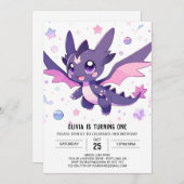 Little Dragon 1. Geburtstag Einladung (Vorne/Hinten)