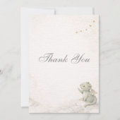 Little Dragon Almost Here Baby Shower Dankeskarte (Vorderseite)