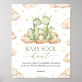Little Dragon Baby Shower Baby Sock Hunt Sign Poster (Vorne)