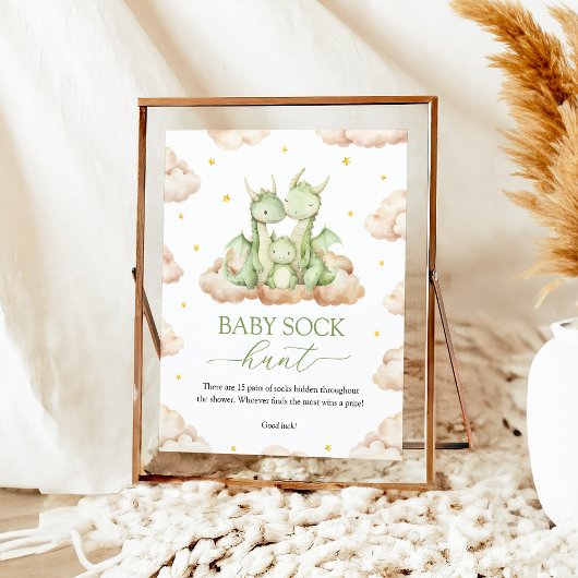 Little Dragon Baby Shower Baby Sock Hunt Sign Poster