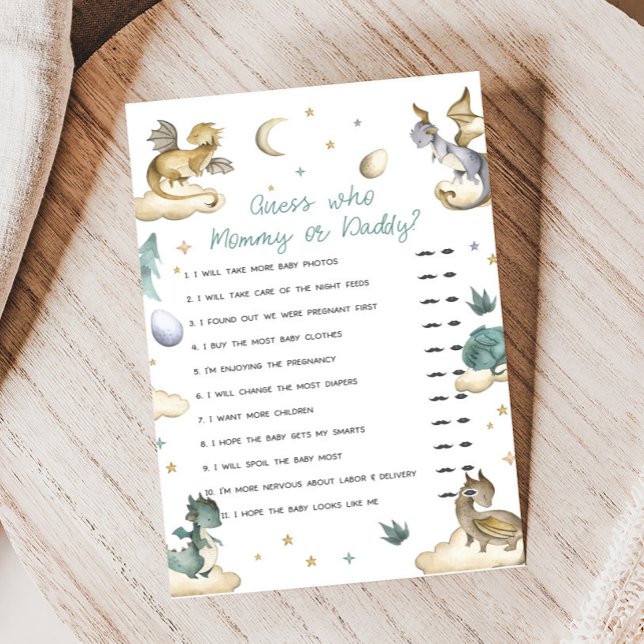 Little Dragon Baby Shower Guess Who Game (Dragon Baby Shower Game)