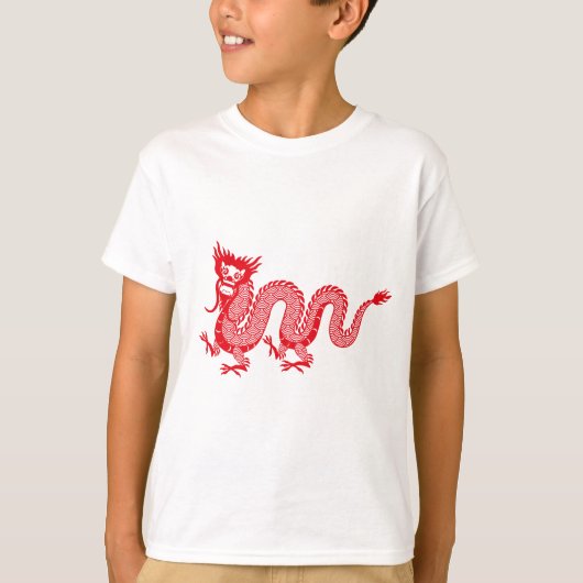 Little Dragon Delight: Chinesisches Design des Rot T-Shirt (Vorderseite)