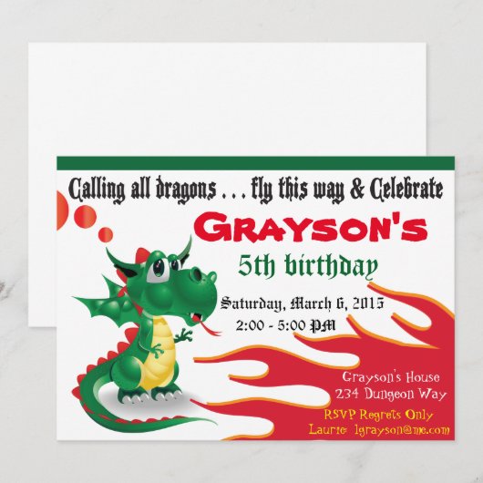 Little Dragon Einladung (Vorne/Hinten)