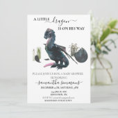 Little Dragon hatched Egg Baby Shooting Fantasy Einladung (Stehend Vorderseite)