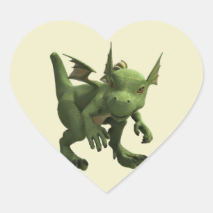 Little Dragon Herz-Aufkleber