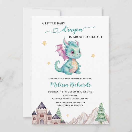 Little Dragon ist dabei, Babydusche zu schlüpfen Einladung (Vorderseite)