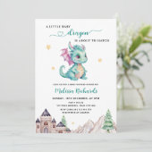 Little Dragon ist dabei, Babydusche zu schlüpfen Einladung (Stehend Vorderseite)