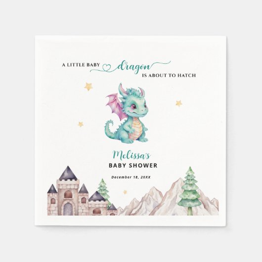 Little Dragon ist dabei, Babydusche zu schlüpfen Serviette (Vorderseite)