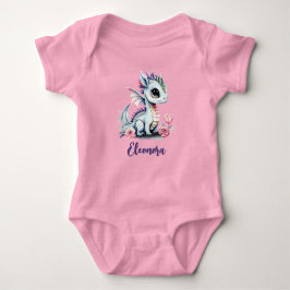 Little Dragon pink editierbar niedliche Wasserfarb Baby Strampler