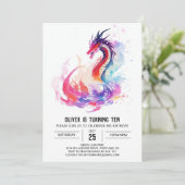 Little Dragon Printable Birthday Einladung (Stehend Vorderseite)
