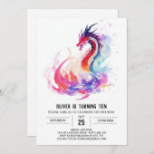 Little Dragon Printable Birthday Einladung (Vorne/Hinten)