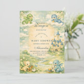 Little Dragon Storybook Baby Shower Einladung (Stehend Vorderseite)